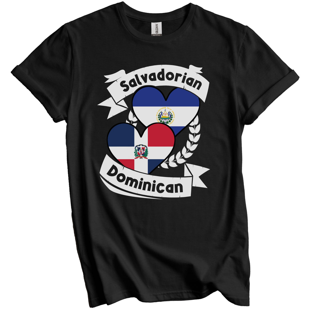 Salvadorian Dominican Heart Flags El Salvador Dominican Republic T-Shirt