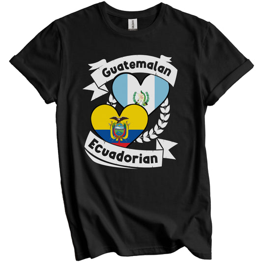 Guatemalan Ecuadorian Heart Flags Guatemala Ecuador T-Shirt