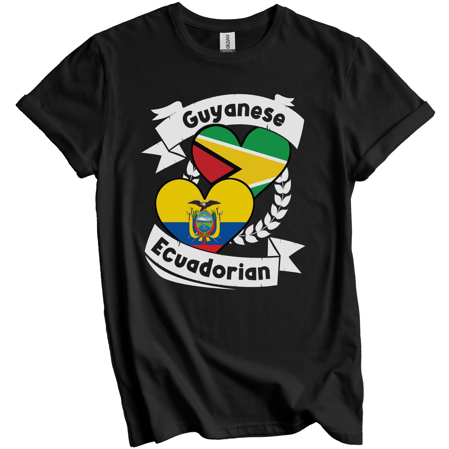 Guyanese Ecuadorian Heart Flags Guyana Ecuador T-Shirt
