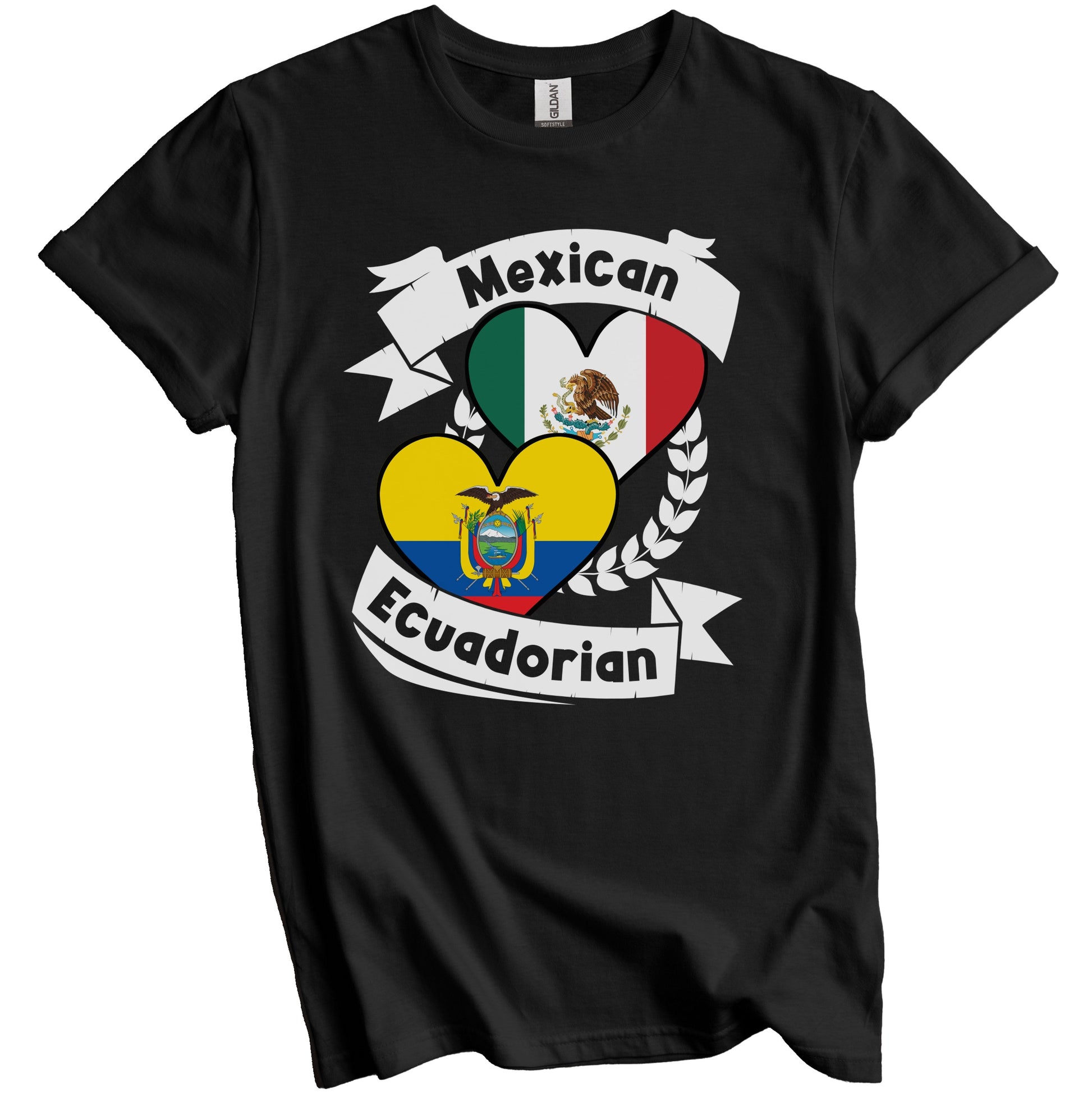 Mexican Ecuadorian Heart Flags Mexico Ecuador T-Shirt