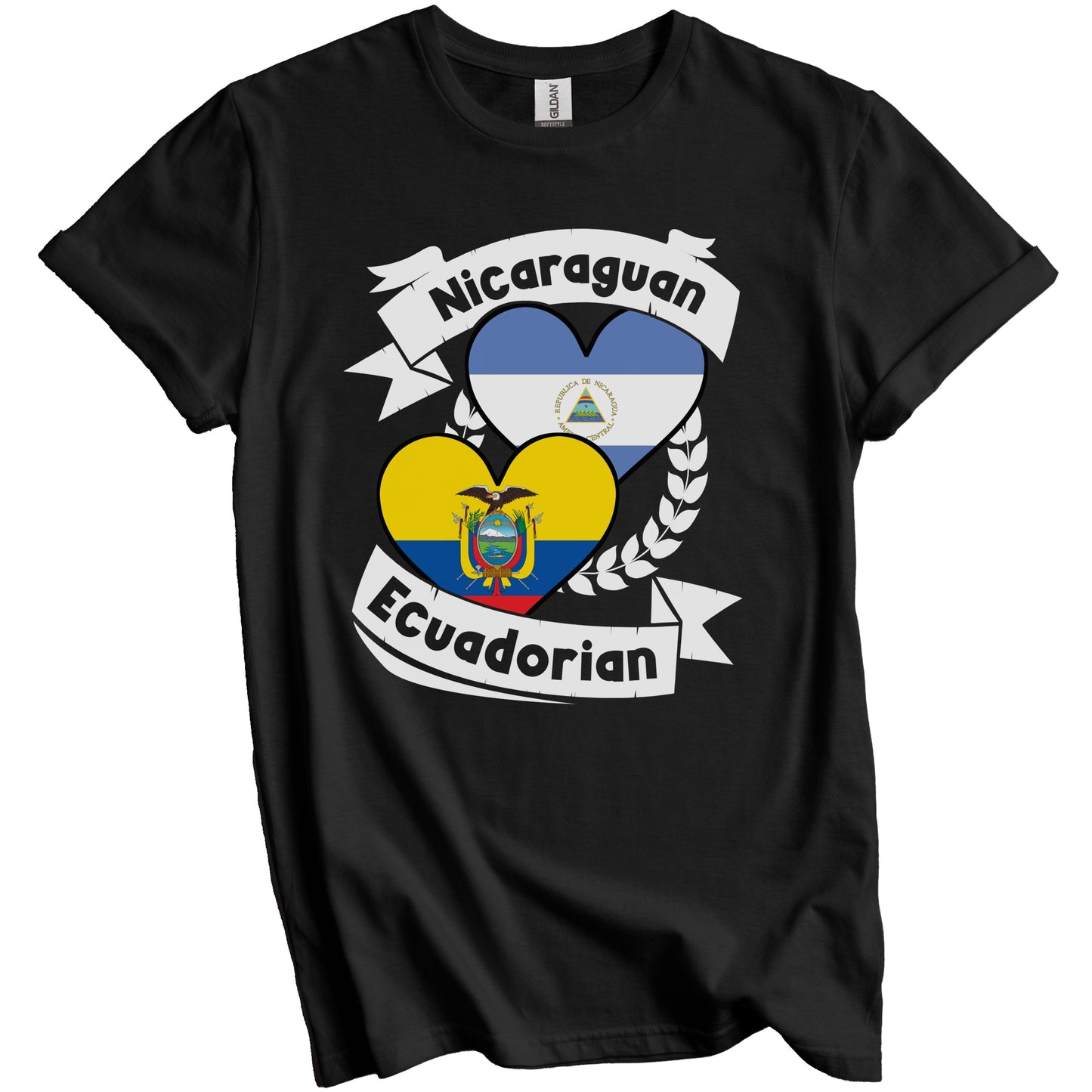 Nicaraguan Ecuadorian Heart Flags Nicaragua Ecuador T-Shirt