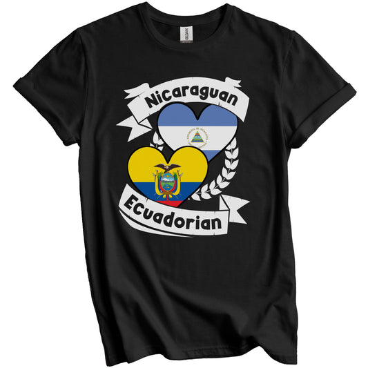 Nicaraguan Ecuadorian Heart Flags Nicaragua Ecuador T-Shirt