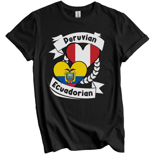 Peruvian Ecuadorian Heart Flags Peru Ecuador T-Shirt