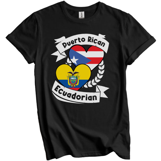 Puerto Rican Ecuadorian Heart Flags Puerto Rico Ecuador T-Shirt
