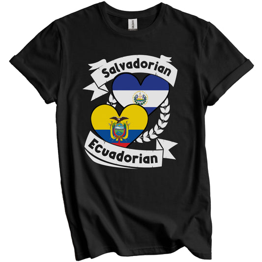 Salvadorian Ecuadorian Heart Flags El Salvador Ecuador T-Shirt