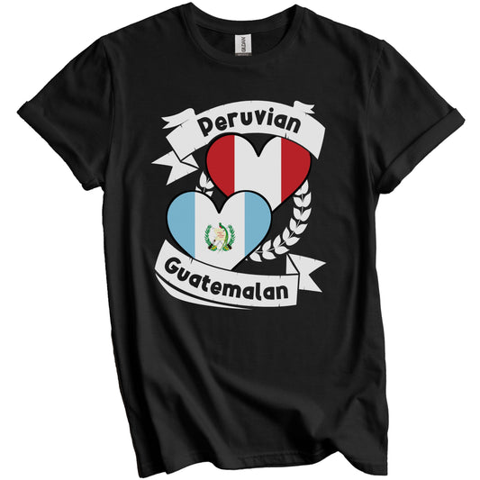Peruvian Guatemalan Heart Flags Peru Guatemala T-Shirt