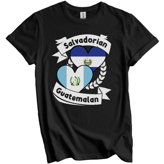 Salvadorian Guatemalan Heart Flags El Salvador Guatemala T-Shirt