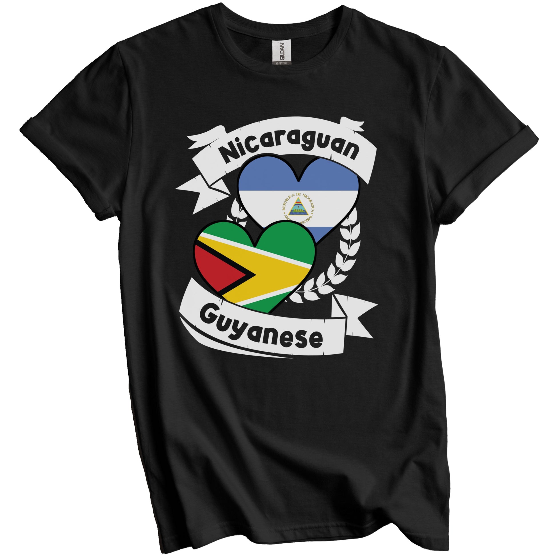 Nicaraguan Guyanese Heart Flags Nicaragua Guyana T-Shirt