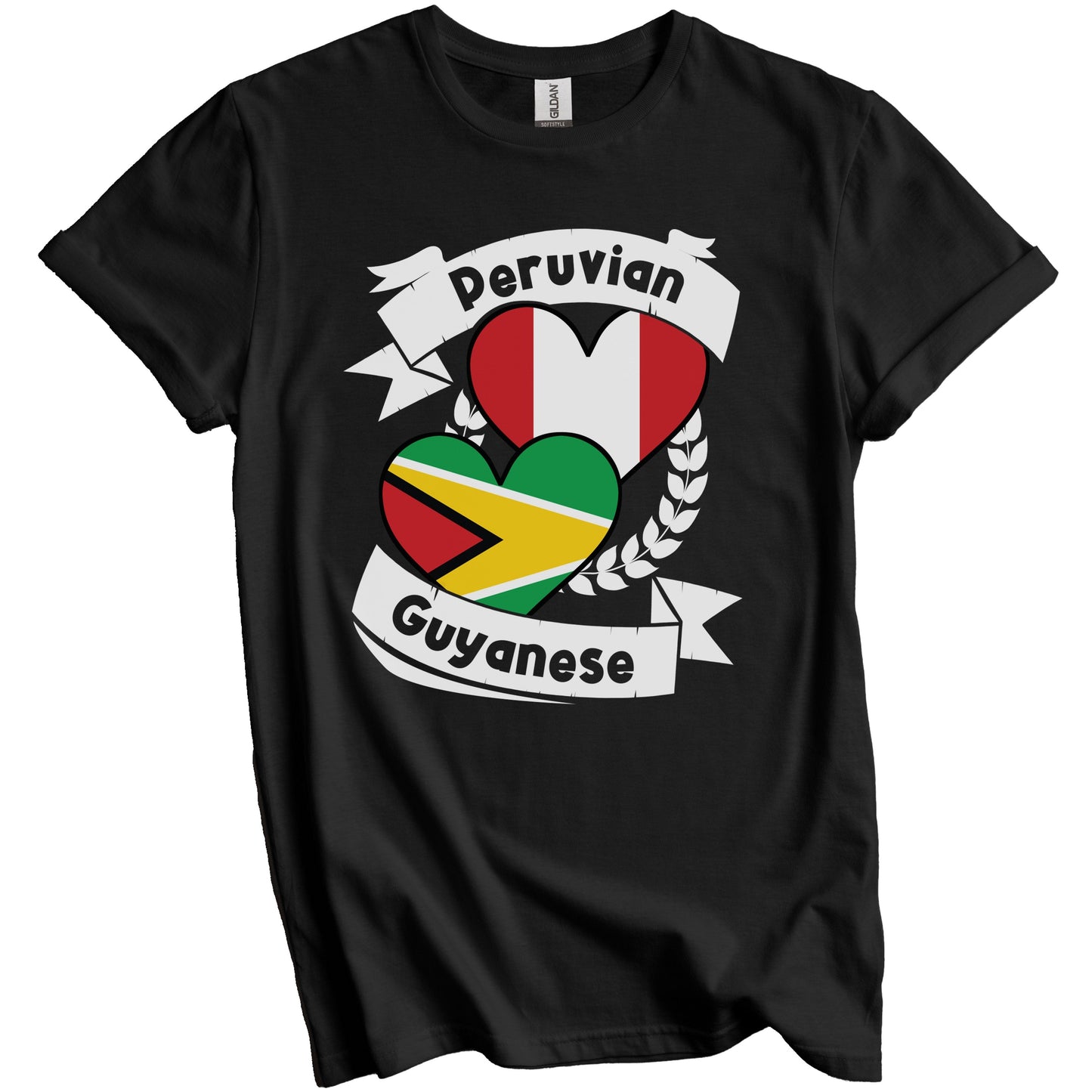 Peruvian Guyanese Heart Flags Peru Guyana T-Shirt