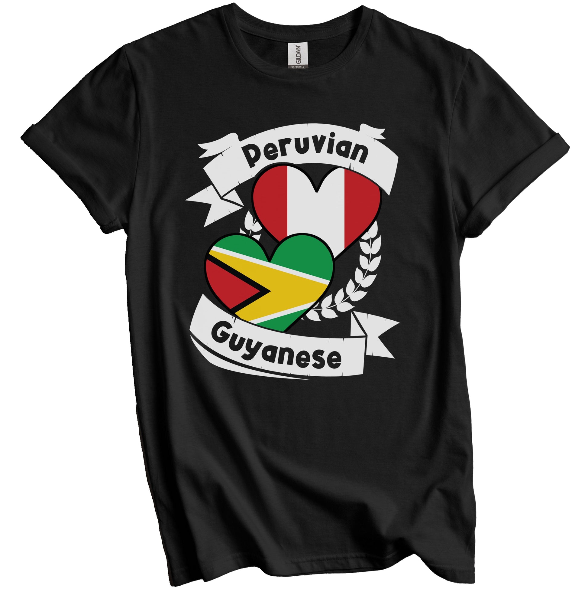 Peruvian Guyanese Heart Flags Peru Guyana T-Shirt