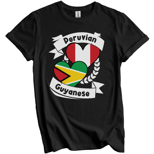 Peruvian Guyanese Heart Flags Peru Guyana T-Shirt