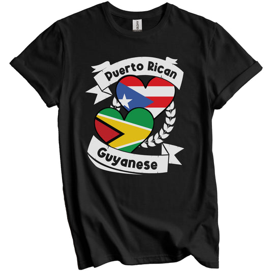 Puerto Rican Guyanese Heart Flags Puerto Rico Guyana T-Shirt