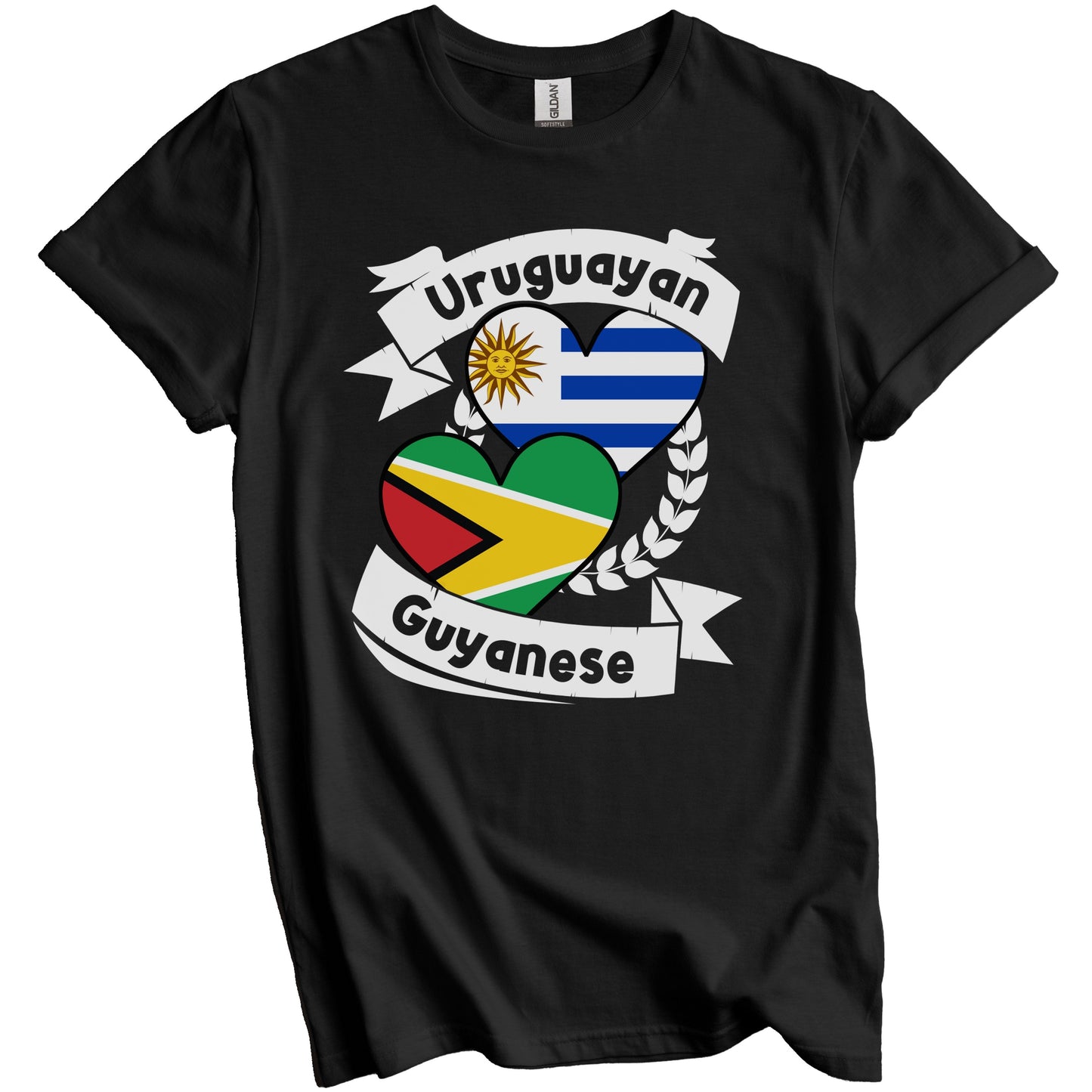 Uruguayan Guyanese Heart Flags Uruguay Guyana T-Shirt