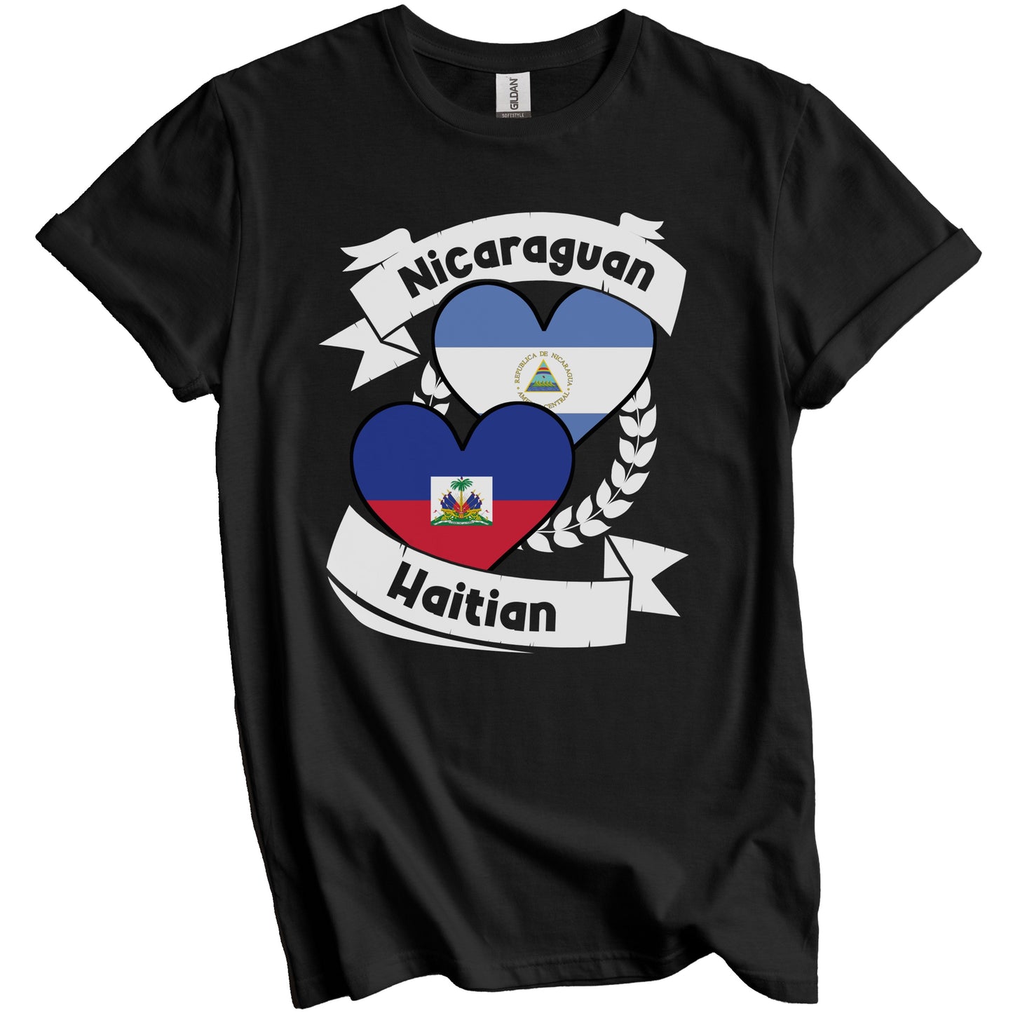 Nicaraguan Haitian Heart Flags Nicaragua Haiti T-Shirt