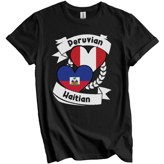 Peruvian Haitian Heart Flags Peru Haiti T-Shirt