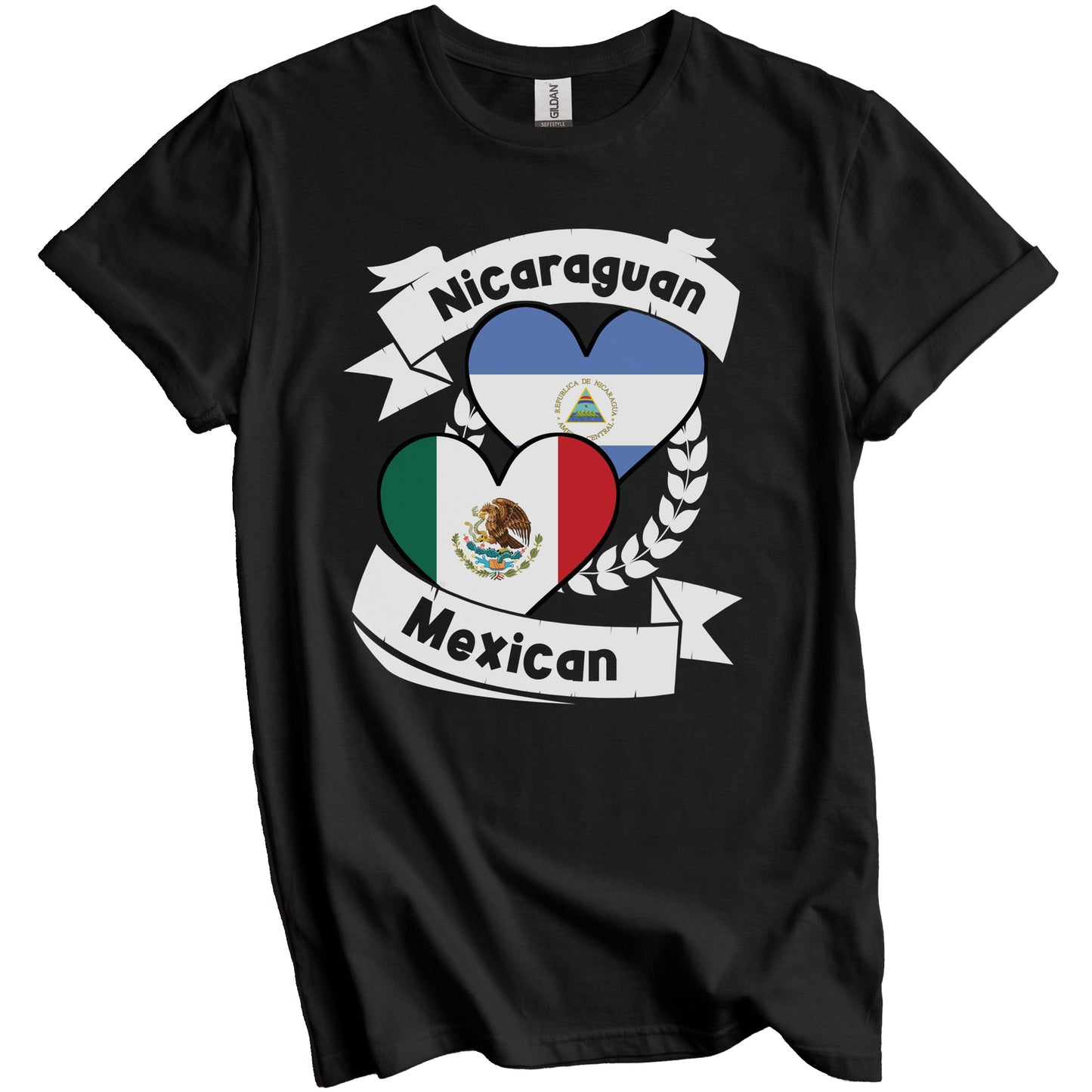 Nicaraguan Mexican Heart Flags Nicaragua Mexico T-Shirt