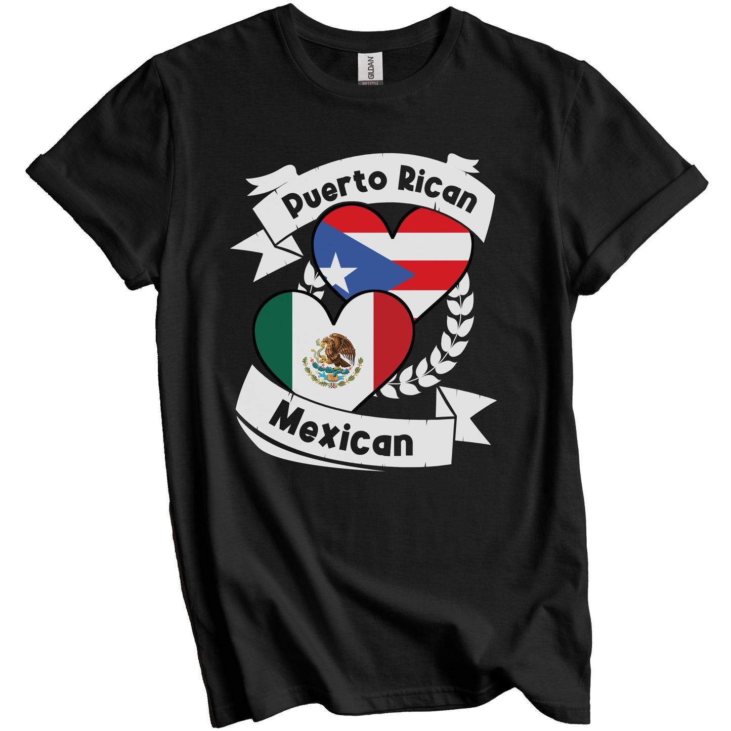 Puerto Rican Mexican Heart Flags Puerto Rico Mexico T-Shirt