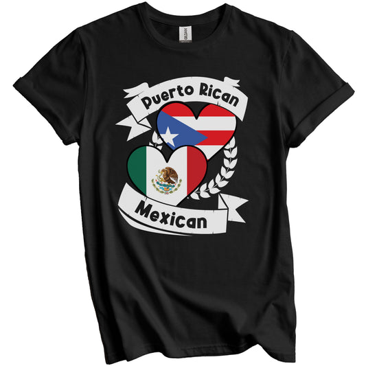 Puerto Rican Mexican Heart Flags Puerto Rico Mexico T-Shirt