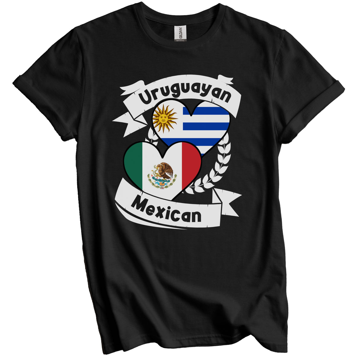 Uruguayan Mexican Heart Flags Uruguay Mexico T-Shirt