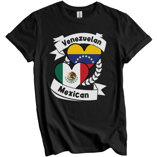 Venezuelan Mexican Heart Flags Venezuela Mexico T-Shirt