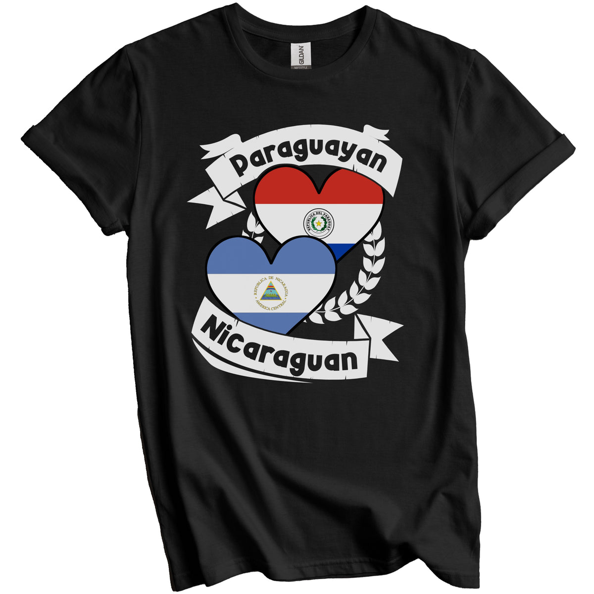 Paraguayan Nicaraguan Heart Flags Paraguay Nicaragua T-Shirt