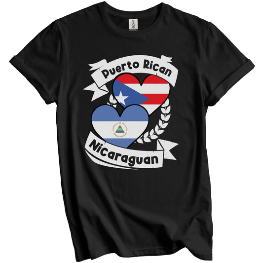 Puerto Rican Nicaraguan Heart Flags Puerto Rico Nicaragua T-Shirt