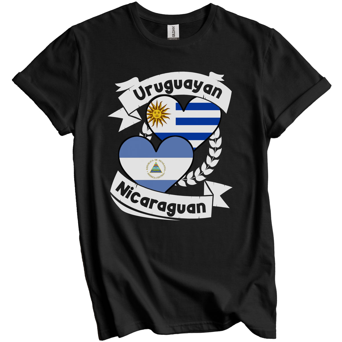 Uruguayan Nicaraguan Heart Flags Uruguay Nicaragua T-Shirt