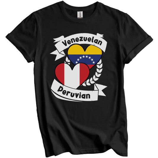 Venezuelan Peruvian Heart Flags Venezuela Peru T-Shirt