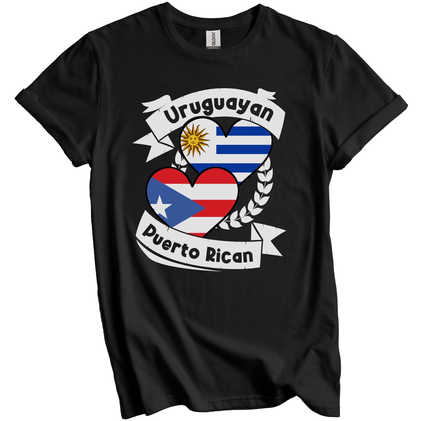 Uruguayan Puerto Rican Heart Flags Uruguay Puerto Rico T-Shirt