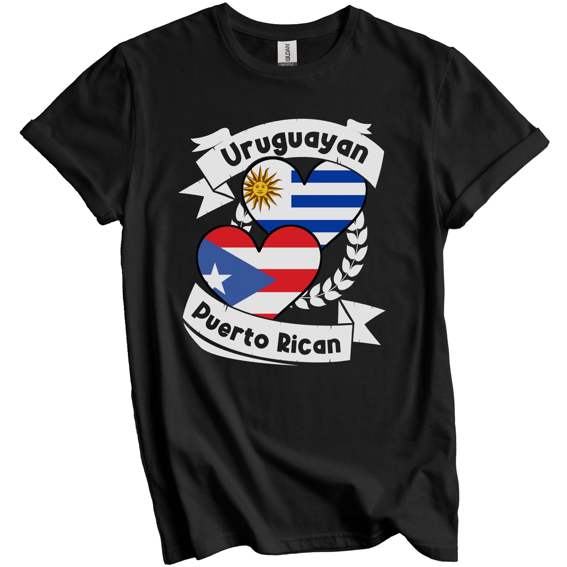 Uruguayan Puerto Rican Heart Flags Uruguay Puerto Rico T-Shirt
