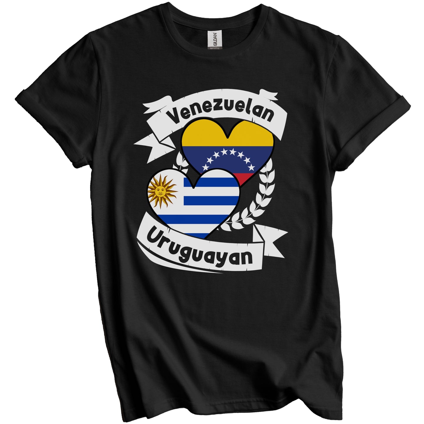 Venezuelan Uruguayan Heart Flags Venezuela Uruguay T-Shirt