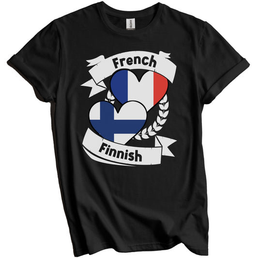 French Finnish Heart Flags France Finland T-Shirt