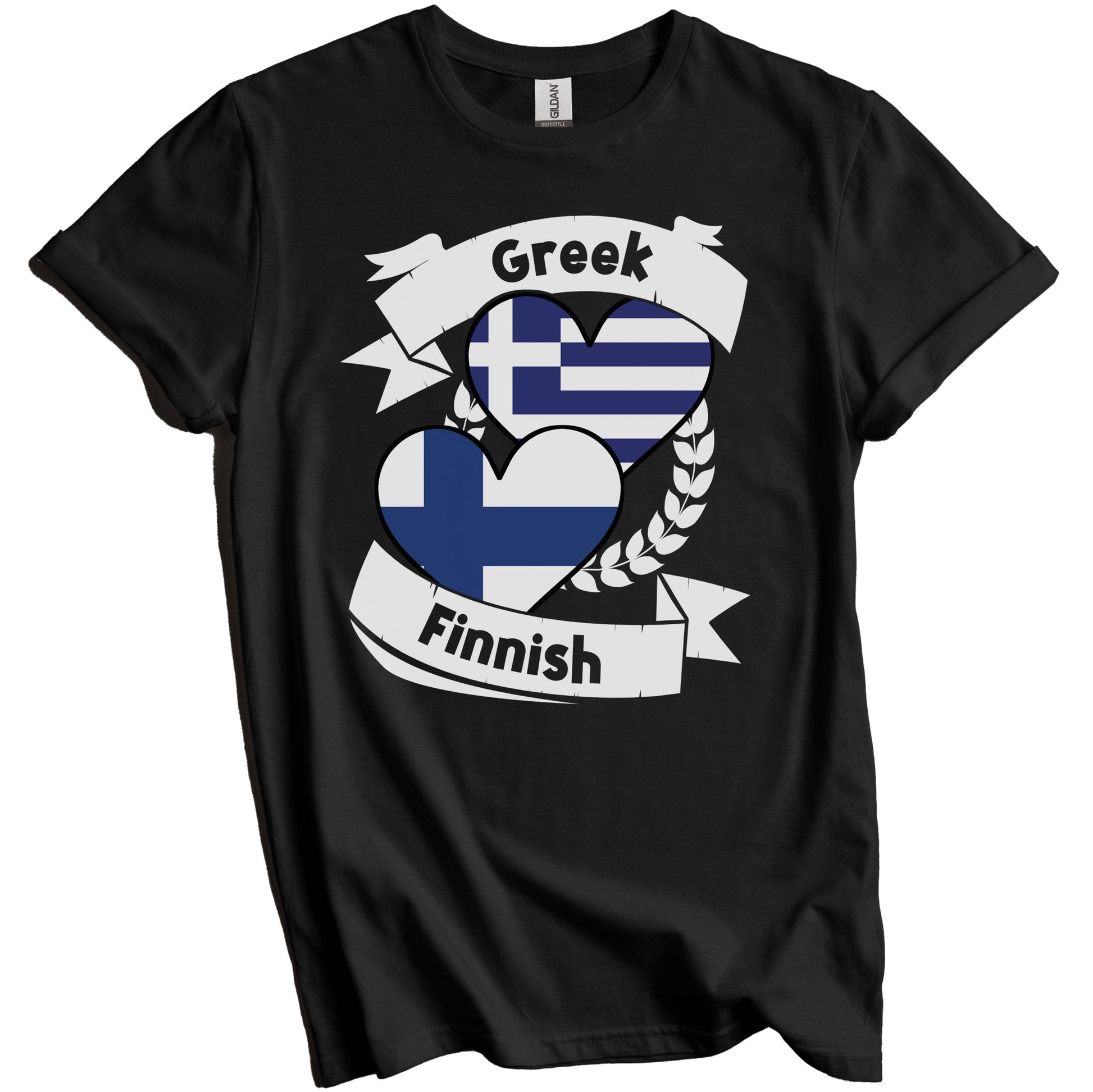 Greek Finnish Heart Flags Greece Finland T-Shirt