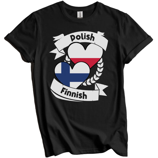 Polish Finnish Heart Flags Poland Finland T-Shirt