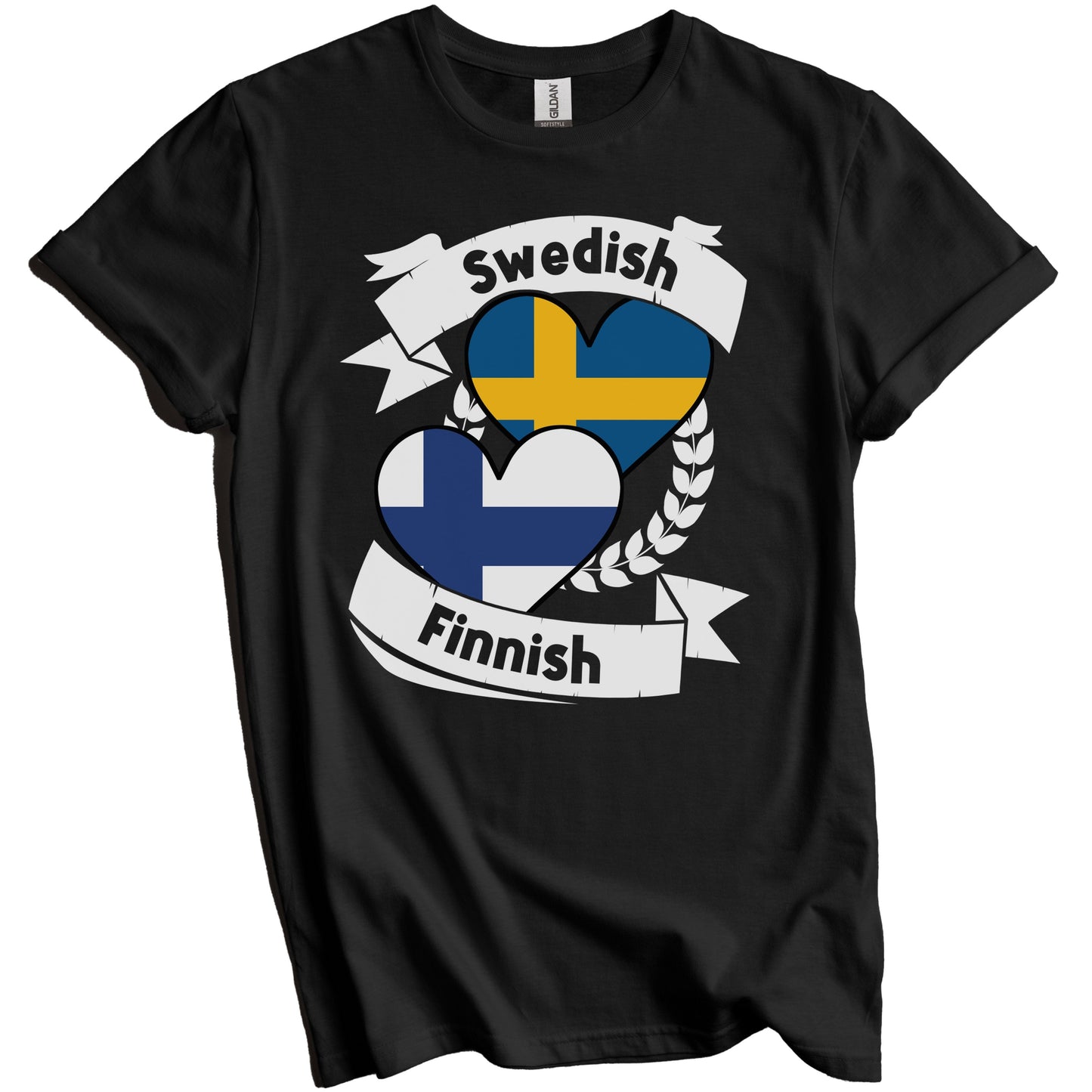 Swedish Finnish Heart Flags Sweden Finland T-Shirt