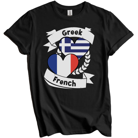 Greek French Heart Flags Greece France T-Shirt