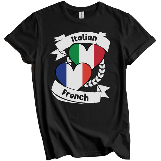 Italian French Heart Flags Italy France T-Shirt