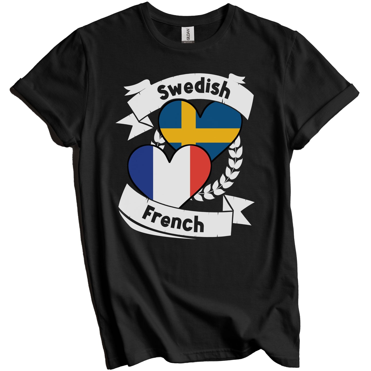 Swedish French Heart Flags Sweden France T-Shirt