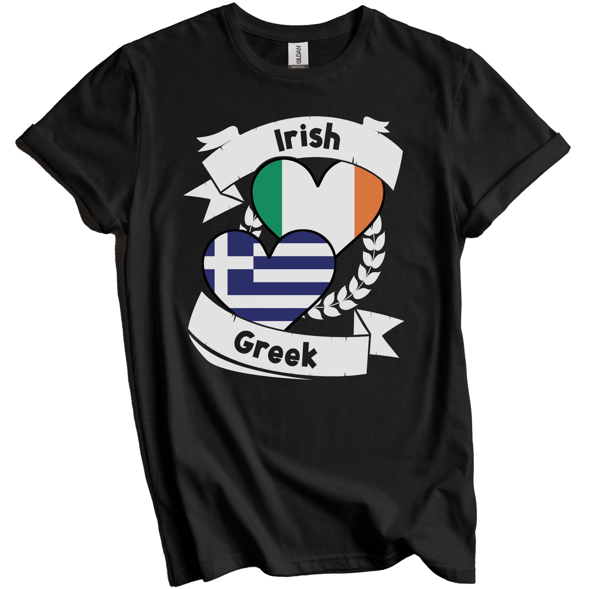 Irish Greek Heart Flags Ireland Greece T-Shirt