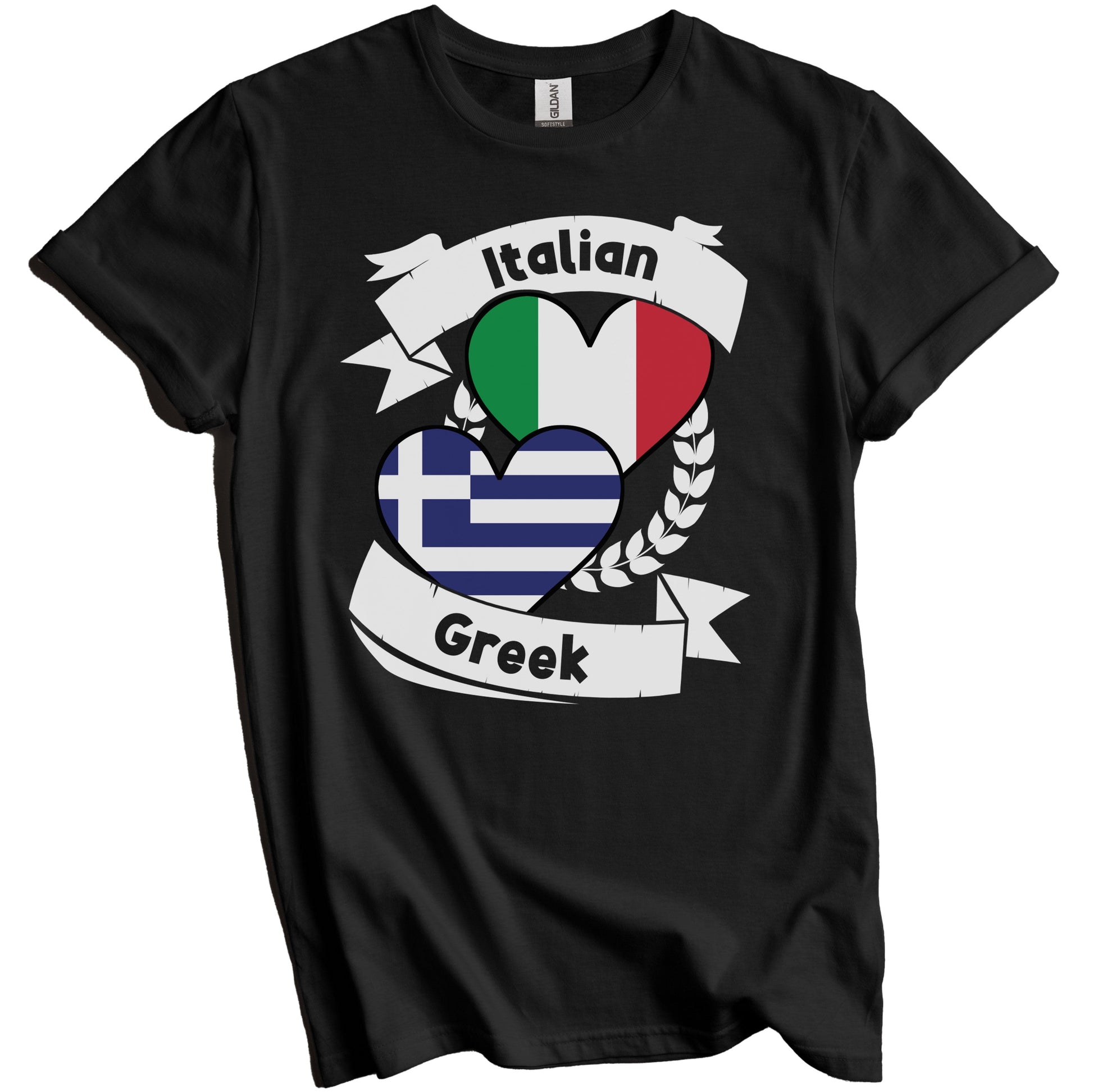 Italian Greek Heart Flags Italy Greece T-Shirt