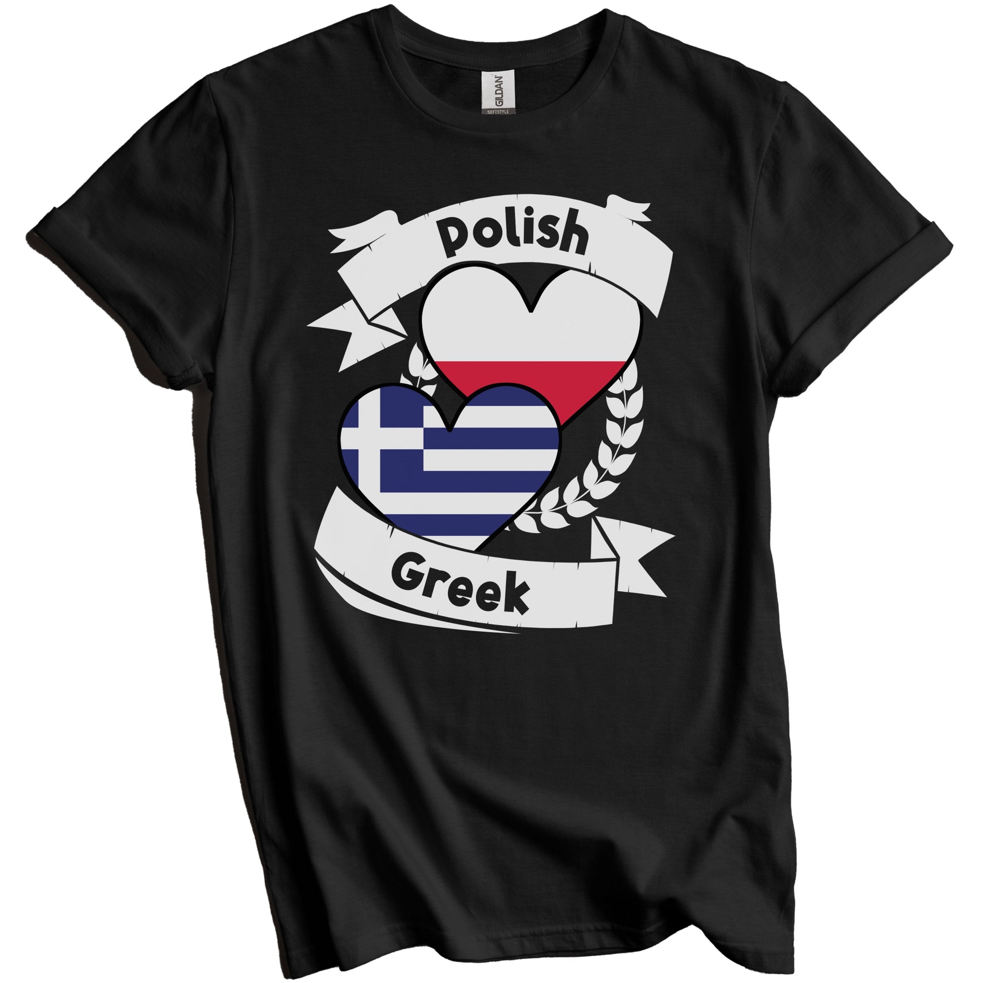 Polish Greek Heart Flags Poland Greece T-Shirt