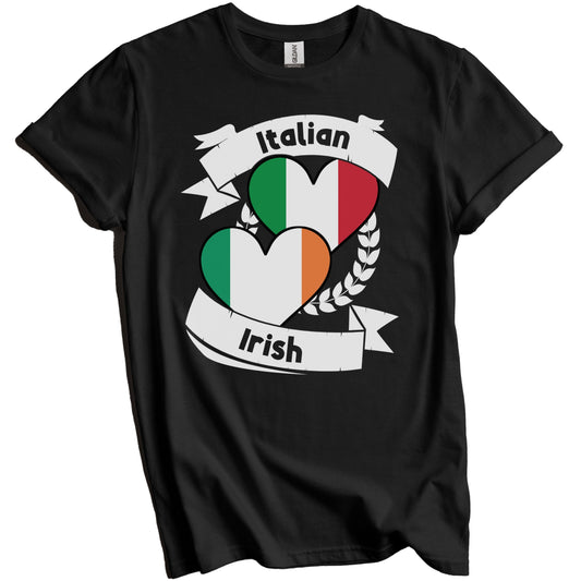 Italian Irish Heart Flags Italy Ireland T-Shirt