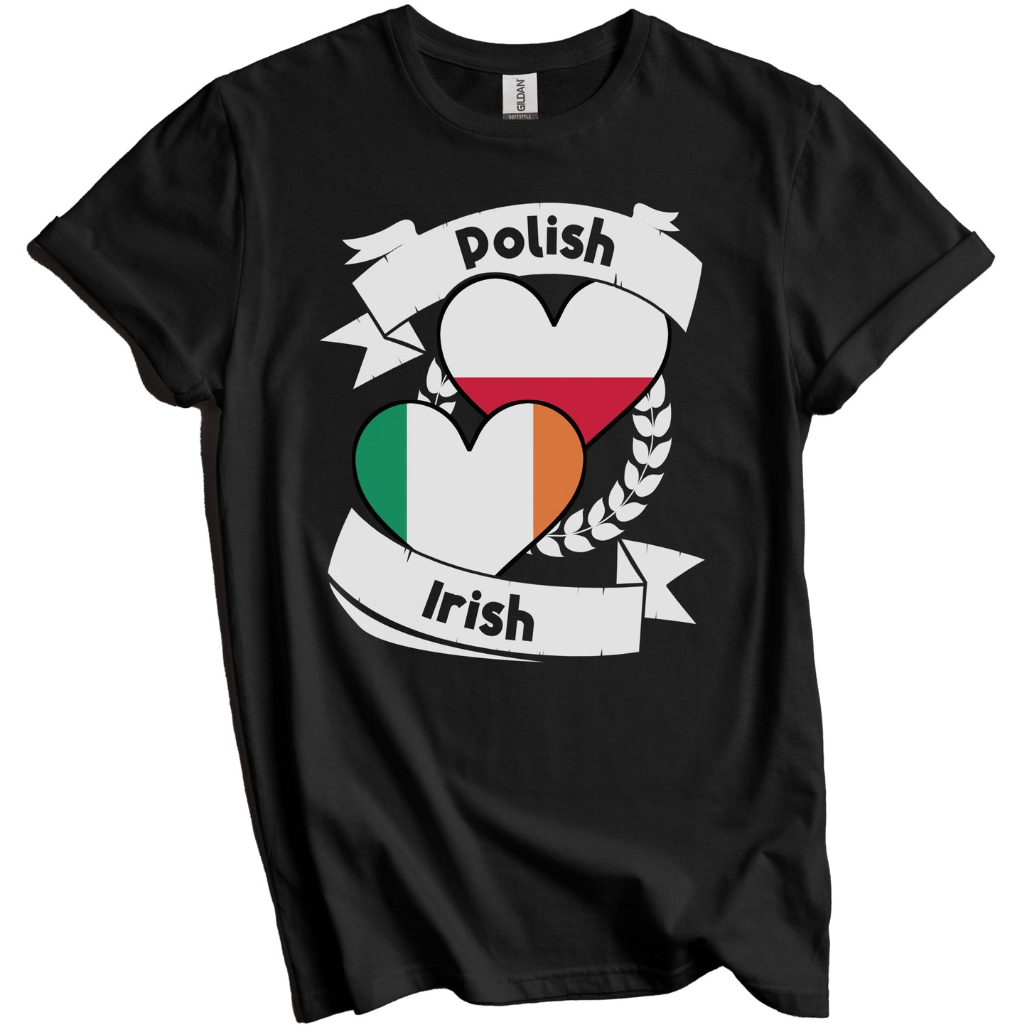 Polish Irish Heart Flags Poland Ireland T-Shirt