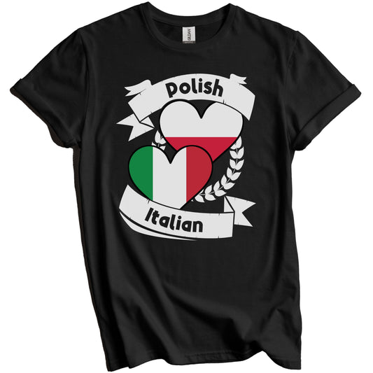 Polish Italian Heart Flags Poland Italy T-Shirt