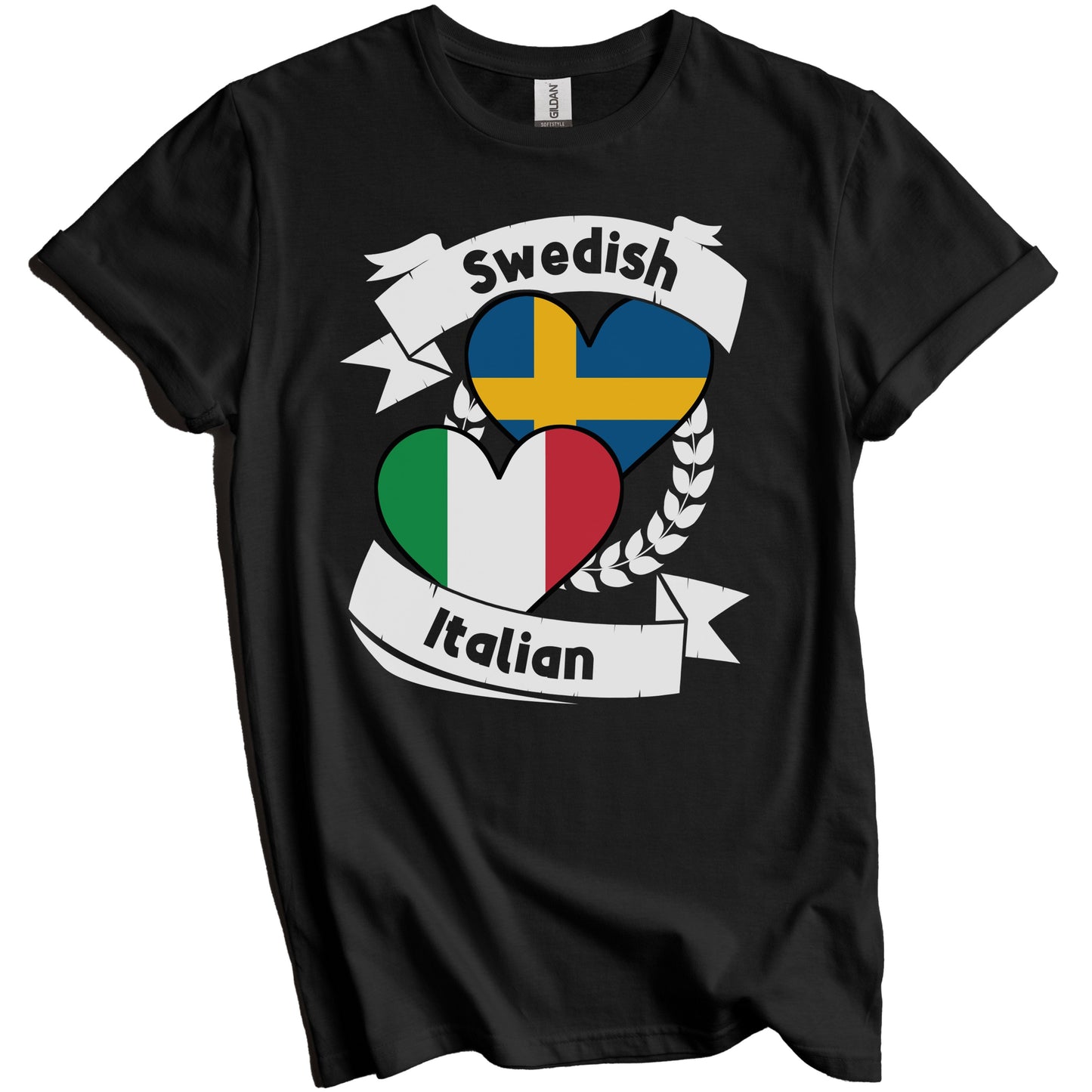 Swedish Italian Heart Flags Sweden Italy T-Shirt