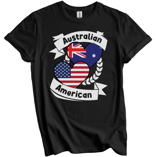 Australian American Hearts USA Flag Australia Flag T-Shirt