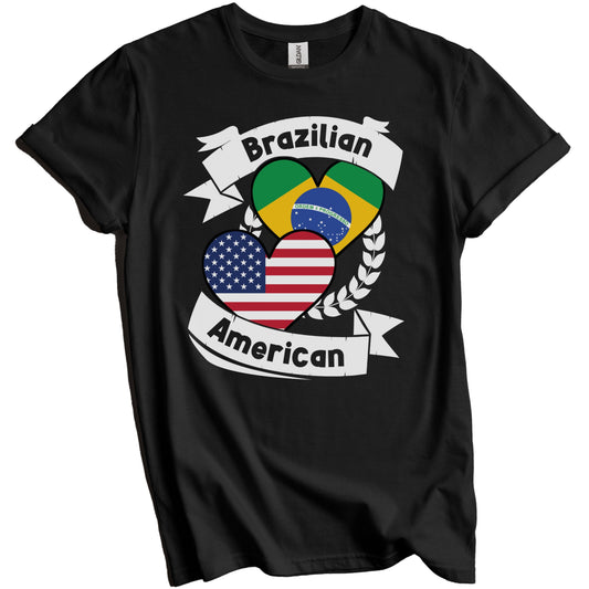 Brazilian American Hearts USA Flag Brazil Flag T-Shirt
