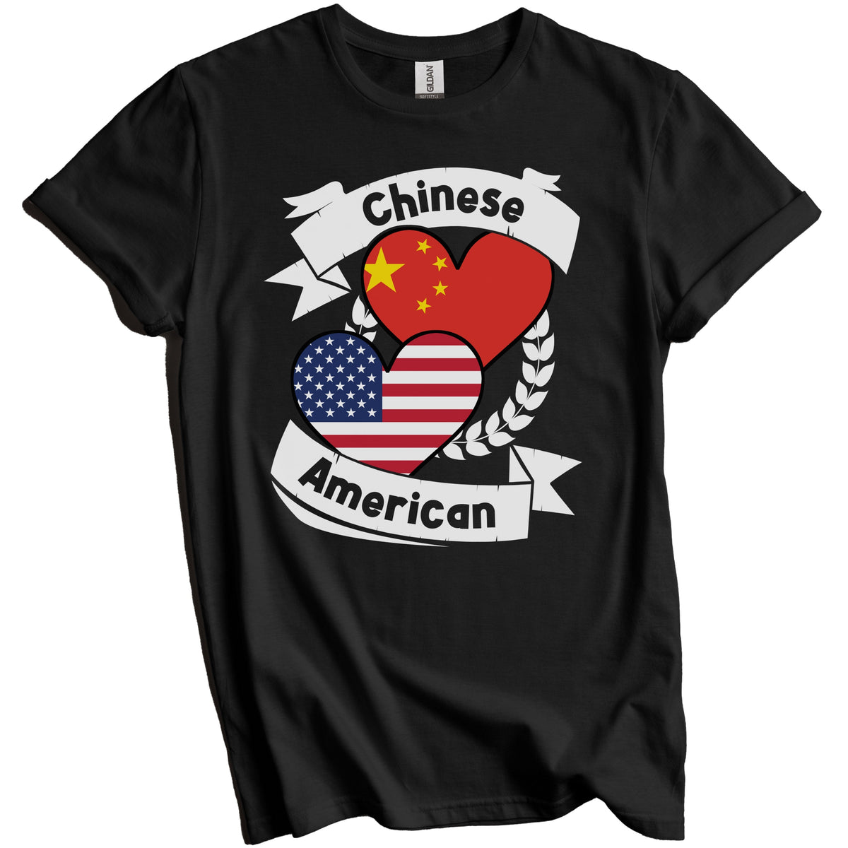 Chinese American Hearts USA Flag China Flag T-Shirt