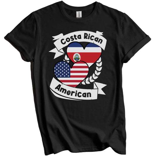 Costa Rican American Hearts USA Flag Costa Rica Flag T-Shirt