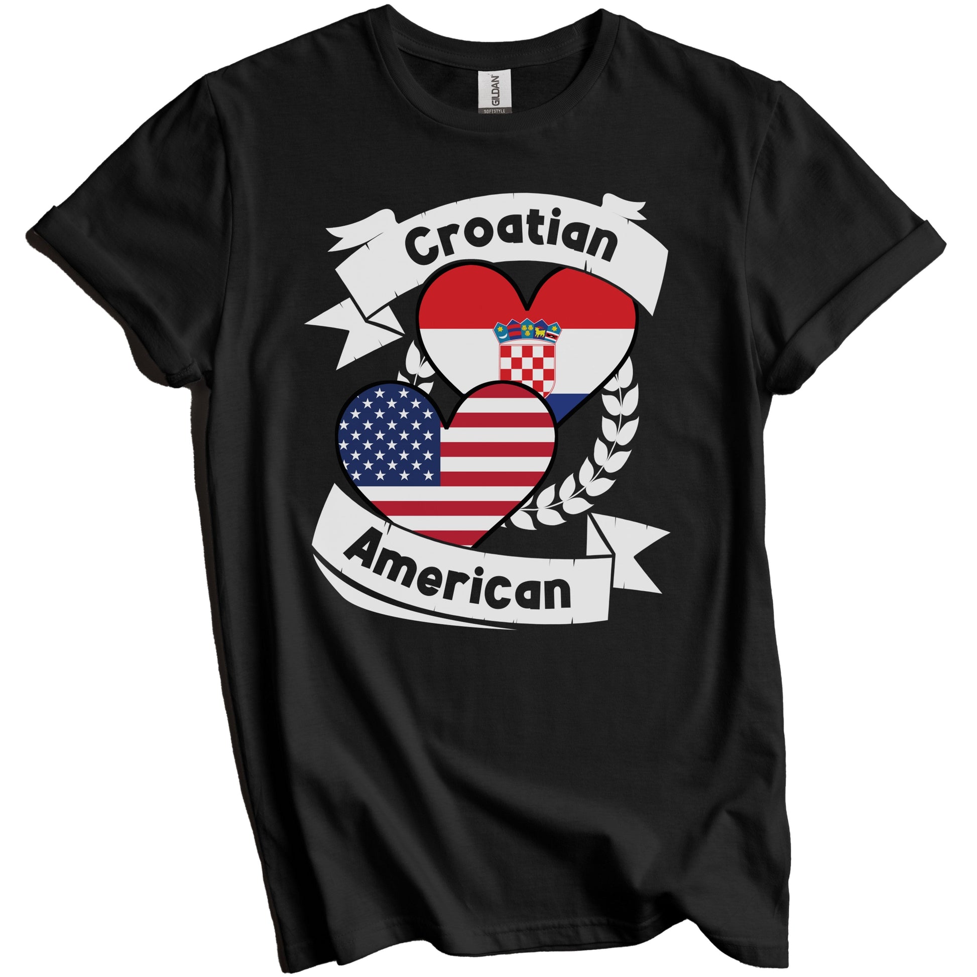 Croatian American Hearts USA Flag Croatia Flag T-Shirt